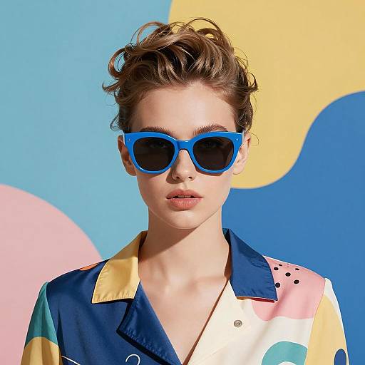 Chic Woman in Vibrant Abstract Portrait