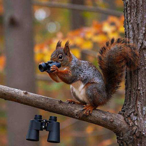 Squirrel Detective in Autumn Forest