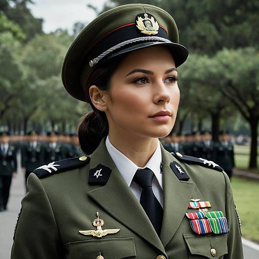 Photorealistic Female Military Officer in Uniform