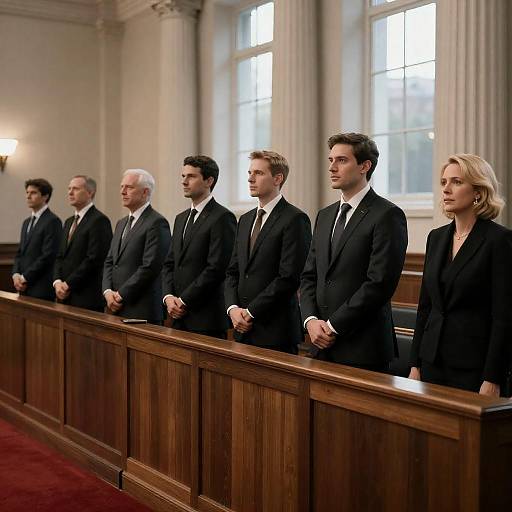 Formal Courtroom Lineup with Blonde Woman