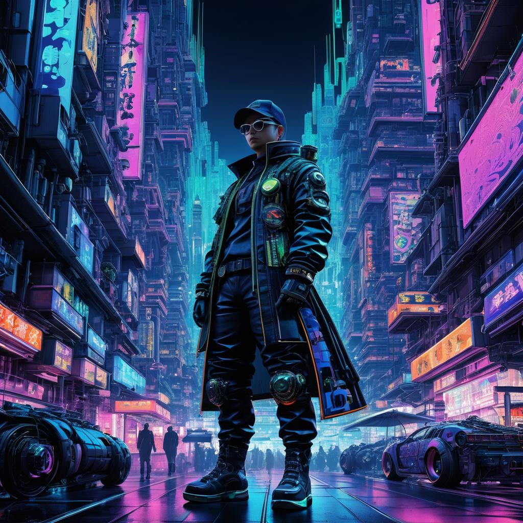 Cyberpunk Street Art in Neon Metropolis