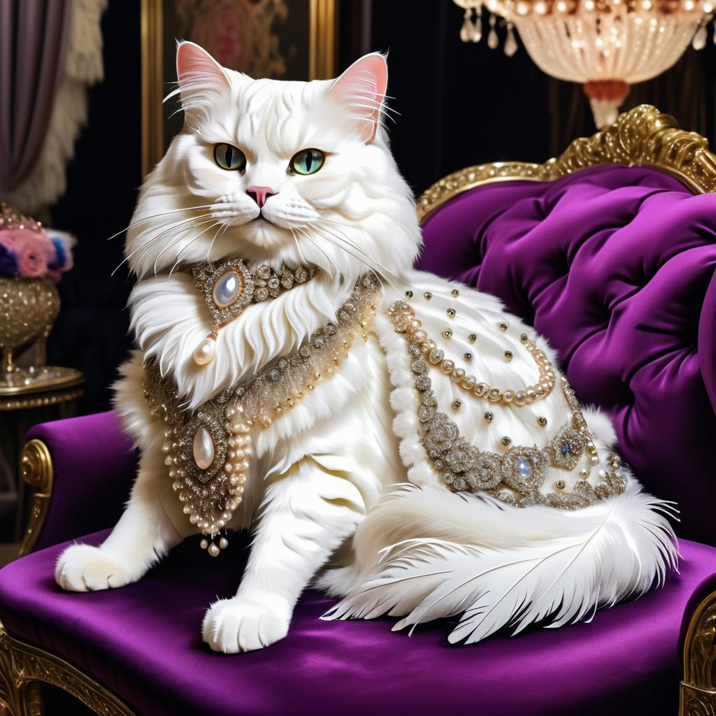 Elegant Cat in Luxurious Parlor Setting