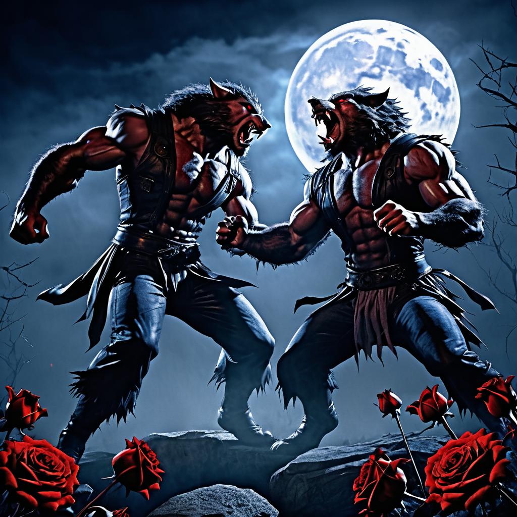 Epic Werewolves Battle Under Full Moon