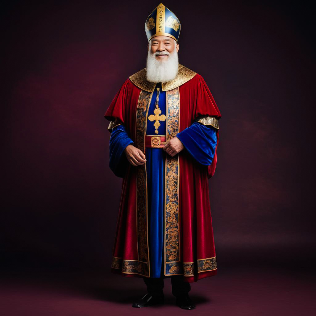 Delighted Grandfather in Sinterklaas Robes