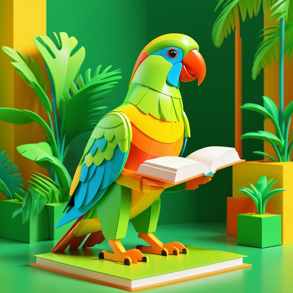 Playful 3D Rendered Toy Parrot Design