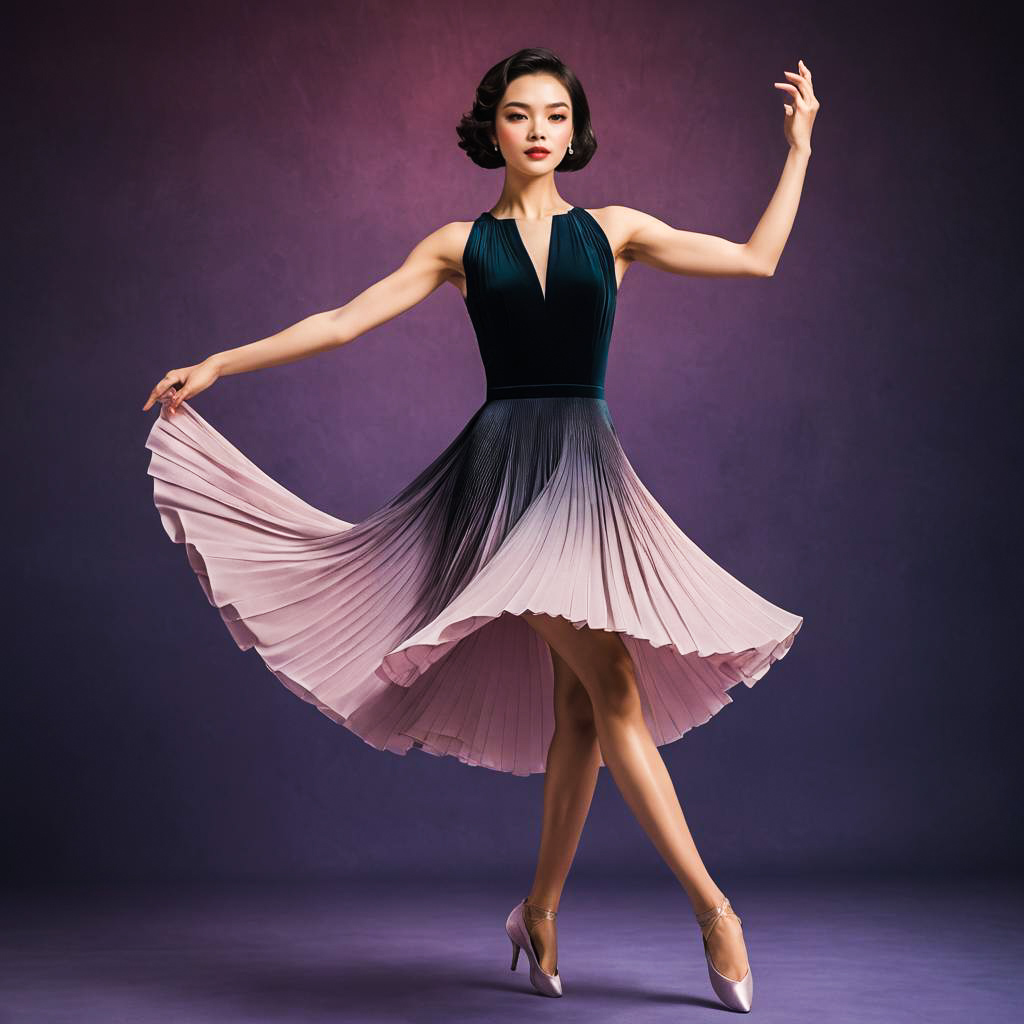 Elegant Dancer in Velvet Studio Setting