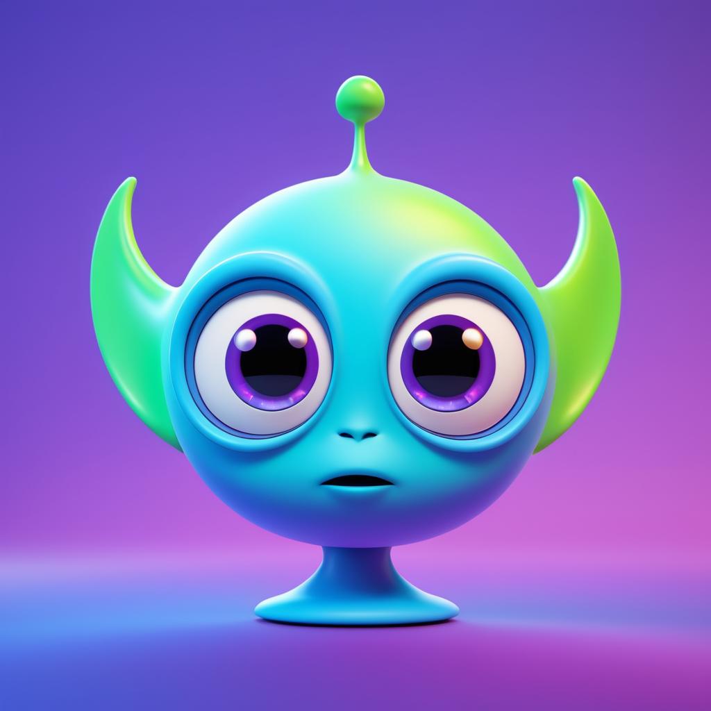 Playful Pixar-Style Alien Cartoon Face