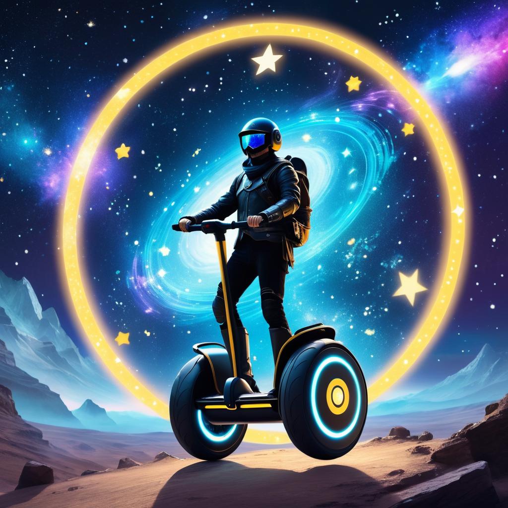 Cosmic Bard on a Starry Segway Adventure