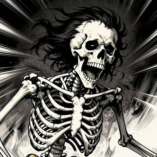 Screaming Skeleton Horror Comic Art