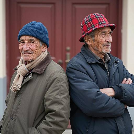 Elderly Men in Winter Clothing