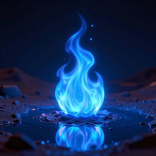 Cyberpunk Blue Flame in Desert