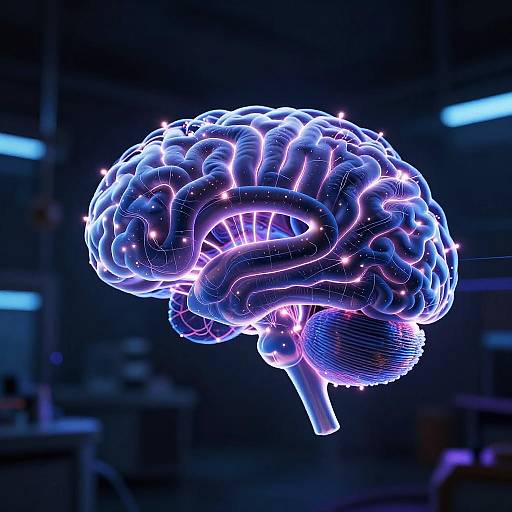 Glowing Neuronal Network in Cyberpunk Lab