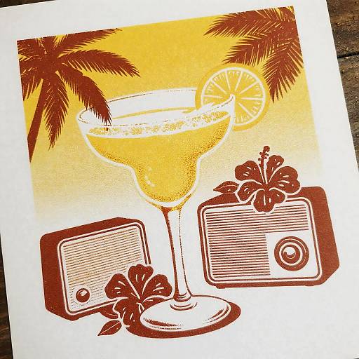 1950s Tropical Salsa Serigraph Margarita