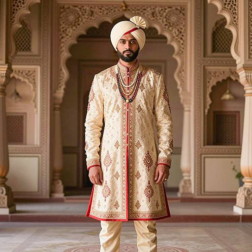 Majestic Mughal King Costume Portrait