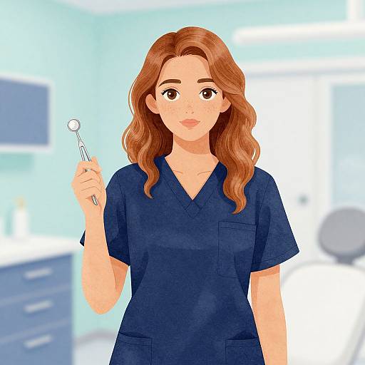 Watercolor Portrait of Female Dentist