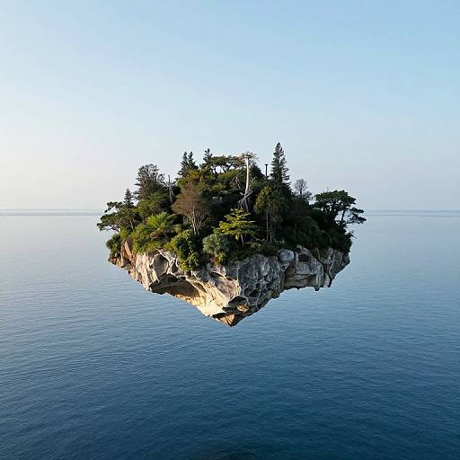 Inverted Island Between Sky and Sea