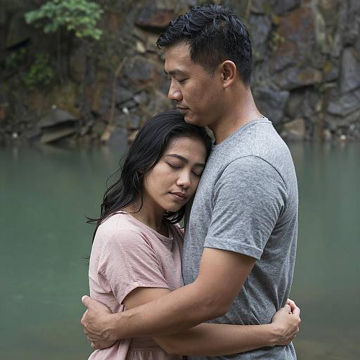 Emotional Lakeside Moment of Love