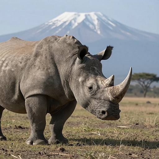 Majestic Rhinoceros in Grassy Savanna