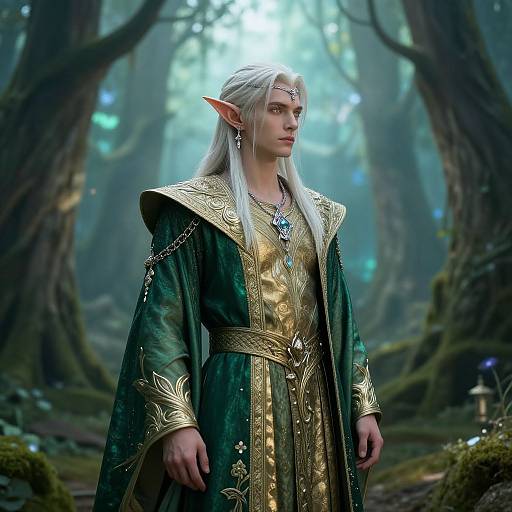 Noble Male Elf in Mystical Forest