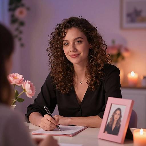 Charming Woman in Floral Setting