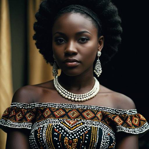 Elegant African Dress on Dark-Skinned Woman