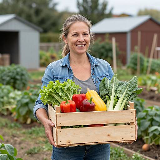 Joyful Mature Woman with Fresh Produce
