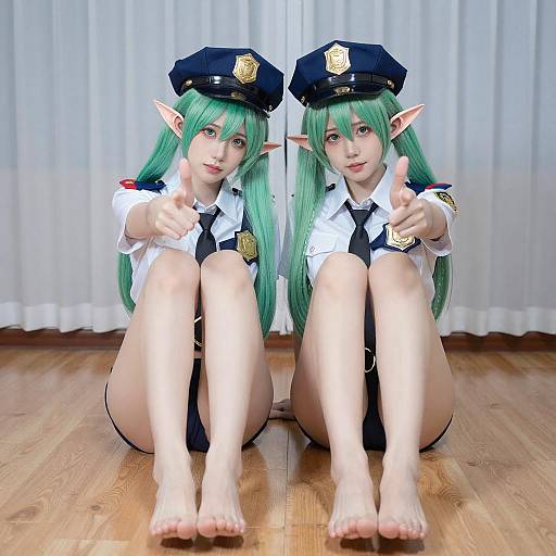 Anime Elf Women with Police Hats
