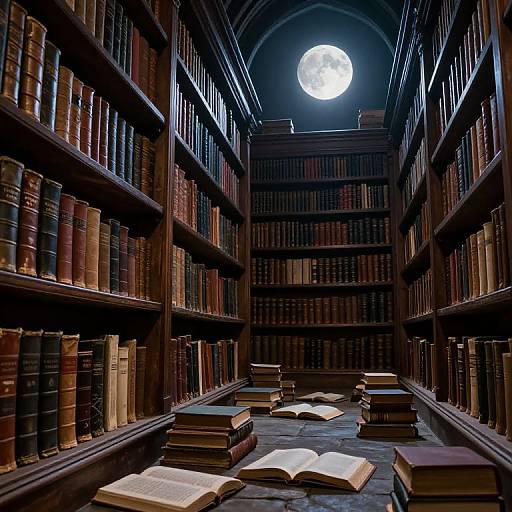 Moonlit Ancient Library Secrets
