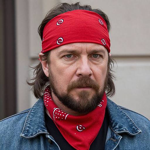 Close-Up of Bearded Man with Bandanna
