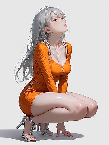 Vibrant Orange Ribbed Bodycon Mini Dress