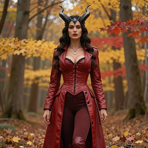 Mystical Woman in Autumn Forest