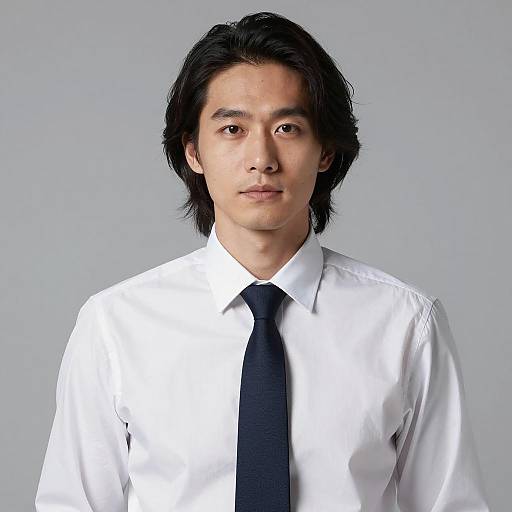 Confident Asian man in white shirt and dark tie
