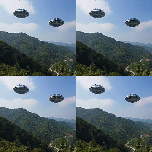 Futuristic Mountain Landscape Collage