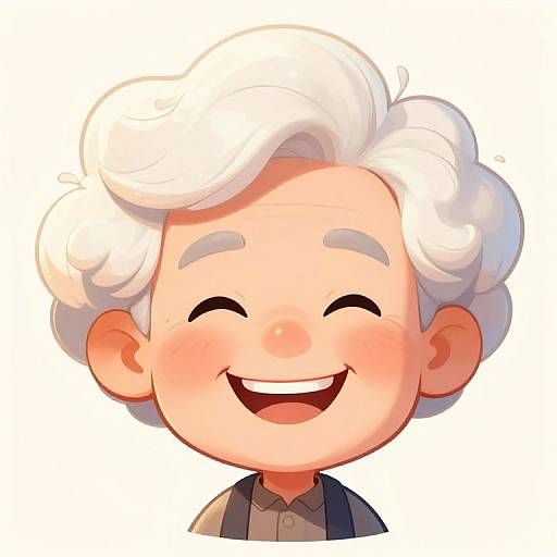 Elderly Caricature with Joyful Smile