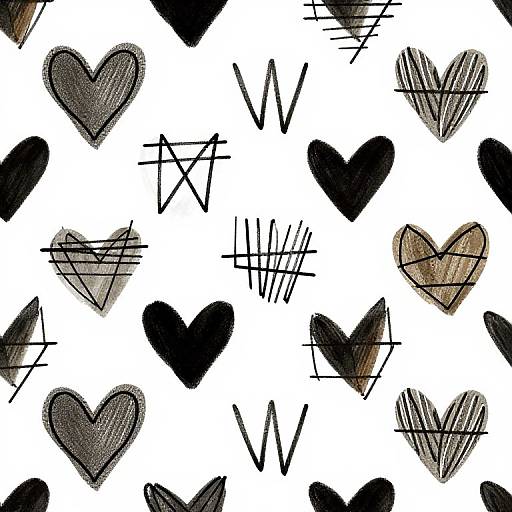 Black Aesthetic Heart Pattern Wallpaper