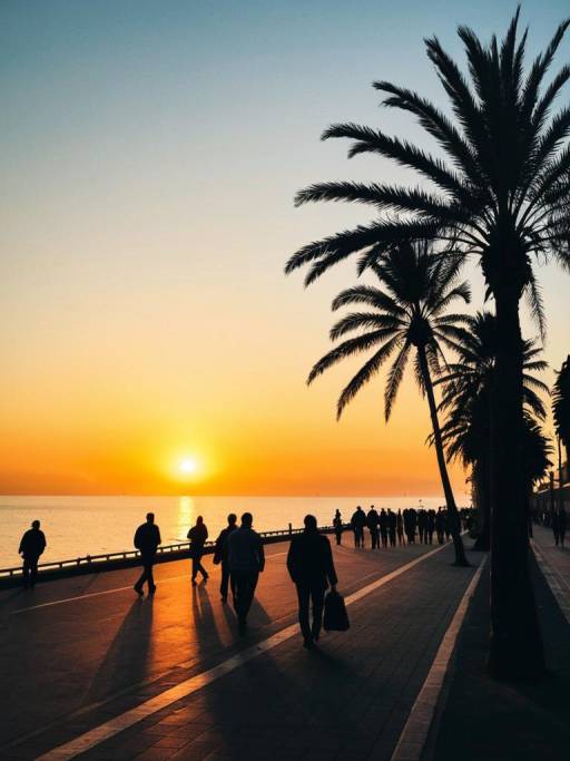 Sunset Stroll Along Coastal Promenade