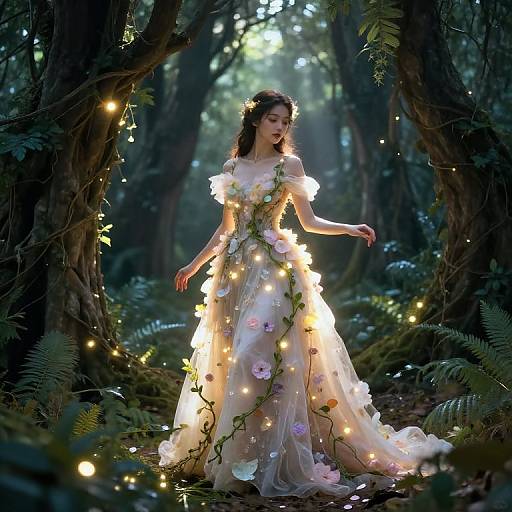 Ethereal Girl in Enchanted Forest