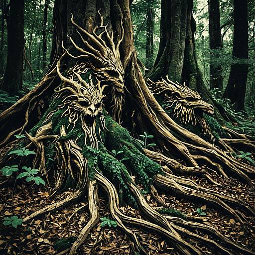 Ancient Ent Spirits in Mystical Forest