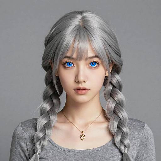 Young Woman with Silver Braids