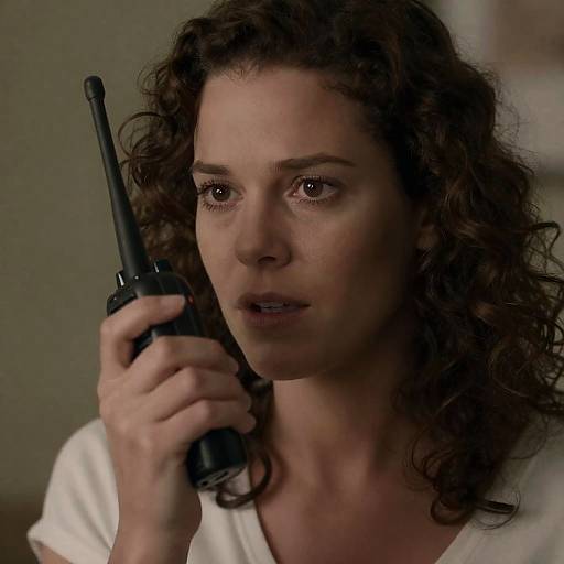 Woman using walkie-talkie close-up