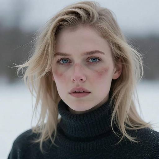 Intense Close-Up of a Blonde Woman