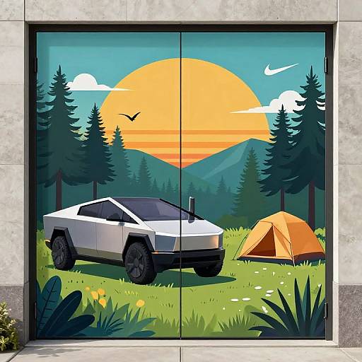 Upbeat Outdoor Camping Door Banner