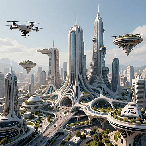 Futuristic Organic Cyberpunk Cityscape