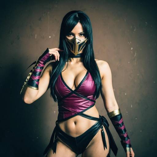 Woman Cosplaying as Mileena from Mortal Kombat