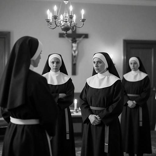 Silent Reflections: Nuns in Shadow