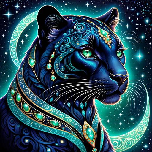 Enchanted Panther Under a Starry Sky