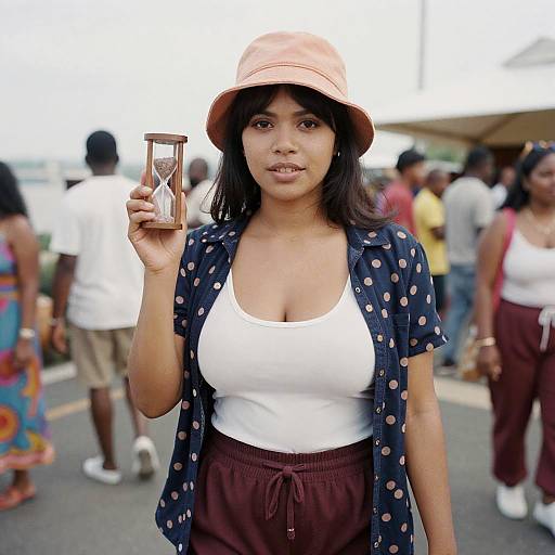 Sporty Hourglass Woman at Waterfront Festival