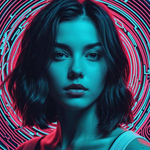 Futuristic Neon Portrait of Young Woman