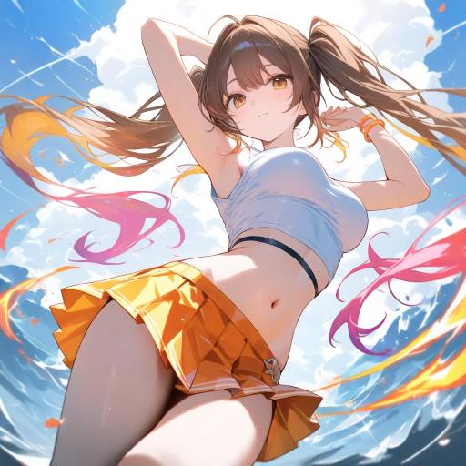 Vibrant Summer Girl in Dynamic Pose