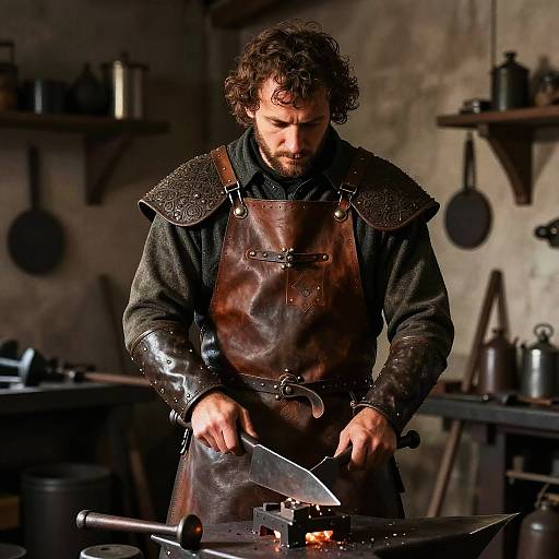 Photorealistic Medieval Blacksmith in Workshop